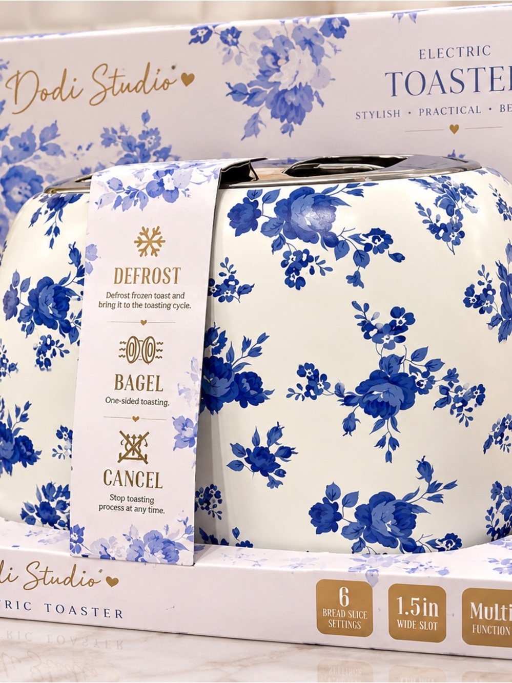 Blue Floral Electric Toaster - 2-Slice